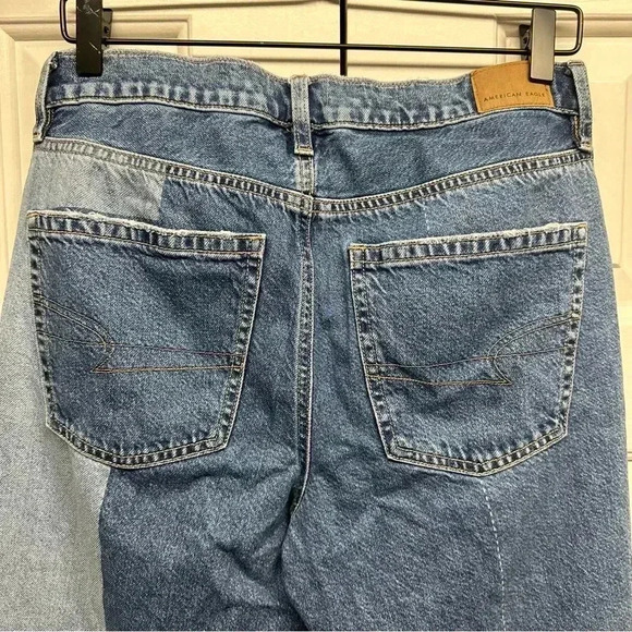 American Eagle 90’s Bootcut Jeans Patchwork Size 6 Short - Picture 7 of 10